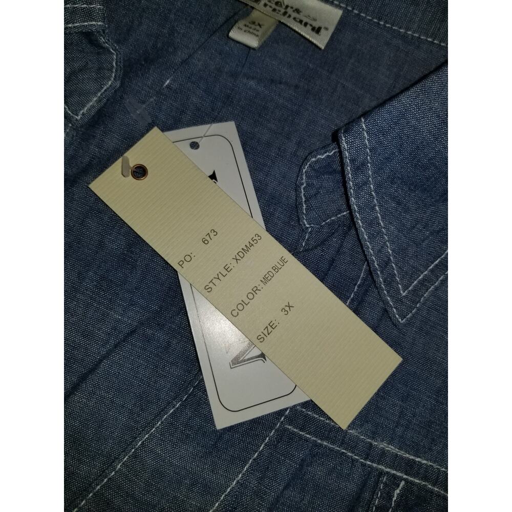 NWT Womens Top-HESTER & ORCHARD-blue 100% cotton chambray button-up ls-3X - Picture 5 of 6